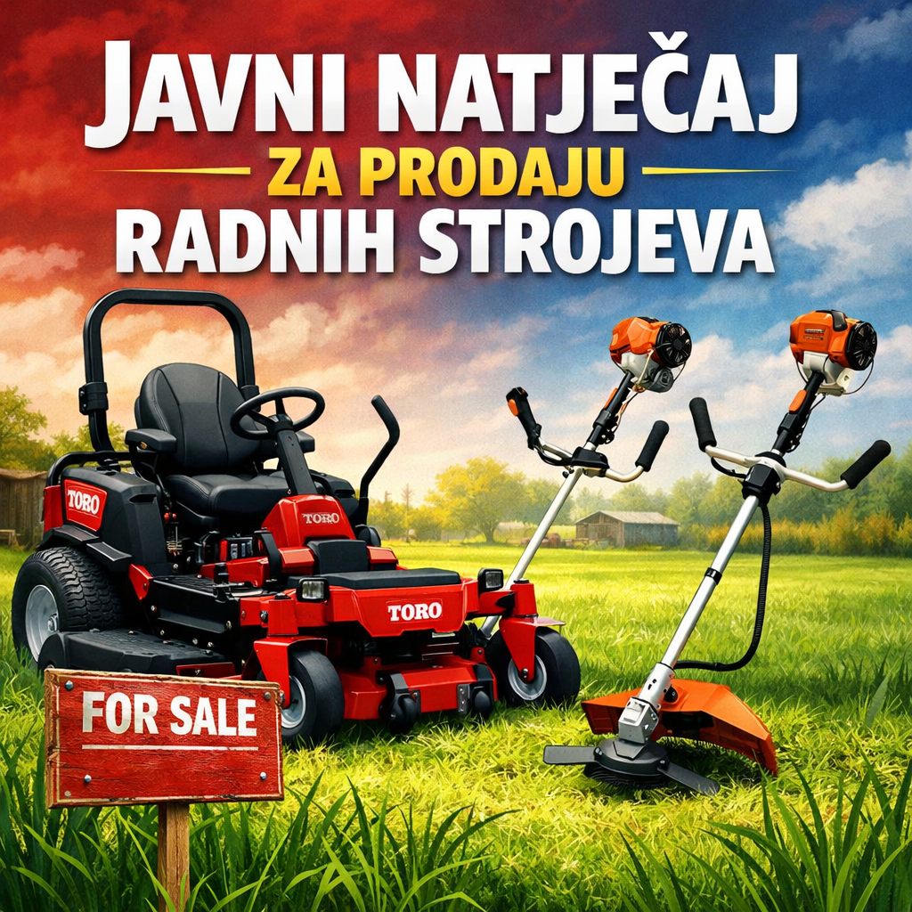 Javni natječaj za prodaju radnih strojeva u vlasništvu Općine Velika