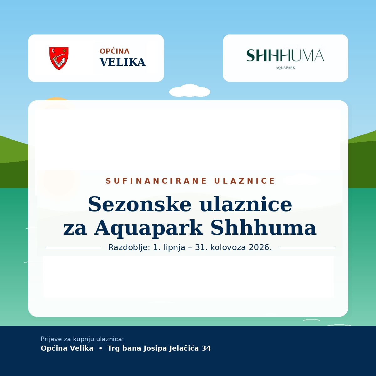 Sufinancirane sezonske ulaznice za Aquapark Shhhuma za mještane Općine Velika