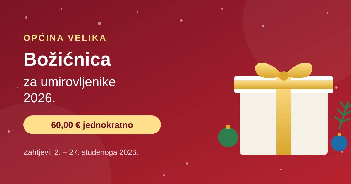 Božićnica za umirovljenike s područja Općine Velika